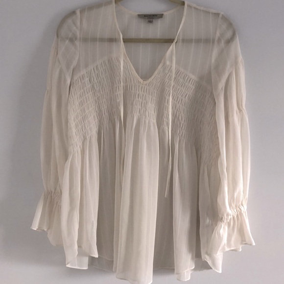 All Saints Lucinda top - chalk white, sheer (XS) - Picture 2 of 5